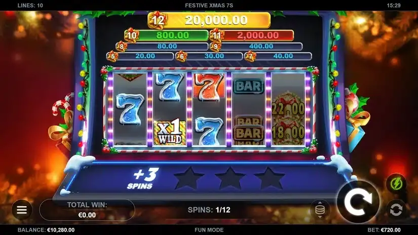 Festive Xmas 7s slot screenshot 2