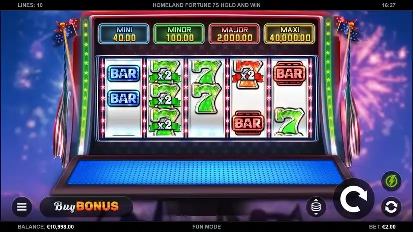 Homeland Fortune 7s Hold and Win slot screenshot 