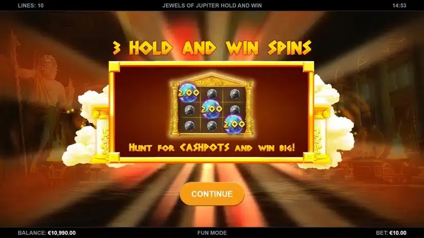 Jewels of Jupiter Hold and Win slot screenshot 2