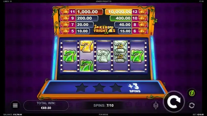 Joker Fright 7s slot screenshot 
