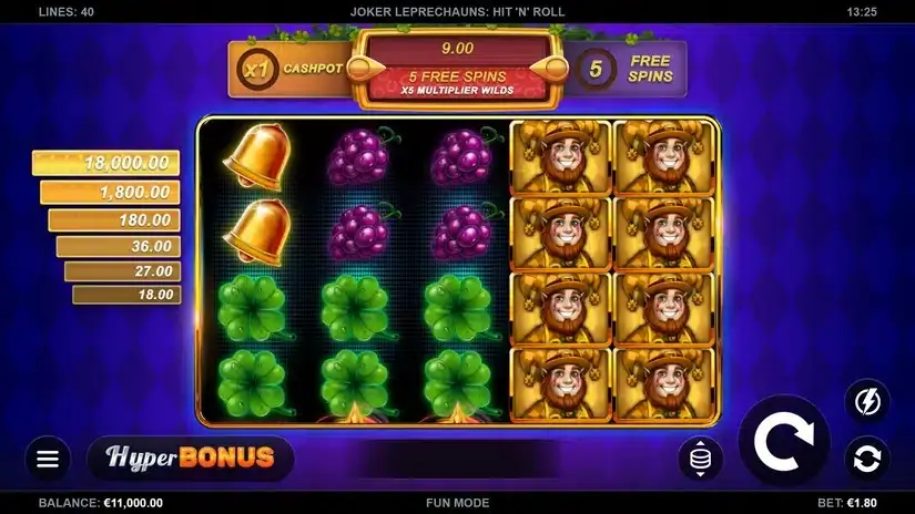 Joker Leprechauns Hit-N-Roll slot screenshot 1