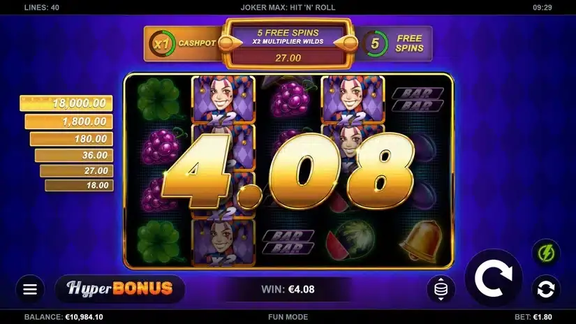 Joker Max: Hit ‘n’ Roll slot screenshot 3