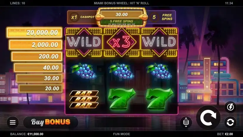 Miami Bonus Wheel Hit ‘n’ Roll slot screenshot 1