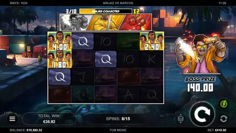 Ninjaz vs Narcos slot screenshot 2