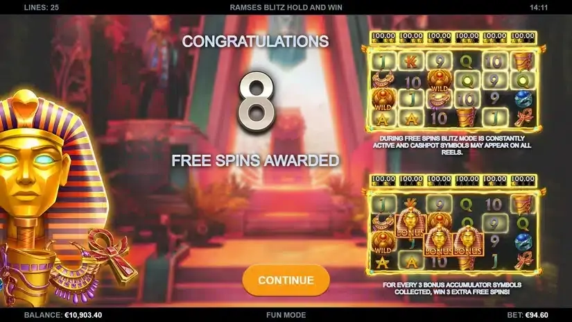 Ramses Blitz Hold and Win slot screenshot 2