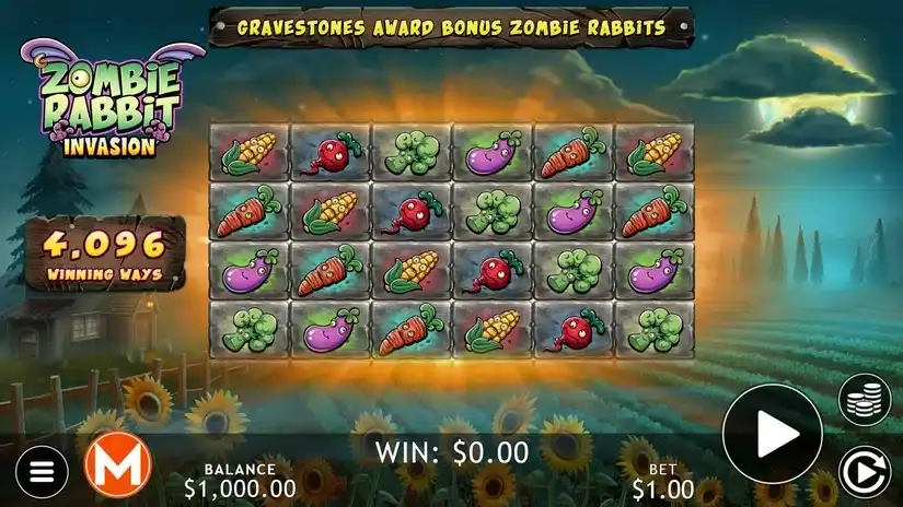 Zombie Rabbit Invasion slot screenshot 1