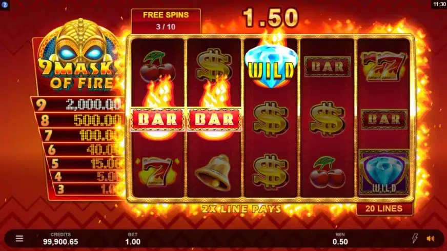 9 Masks of Fire slot screenshot 6