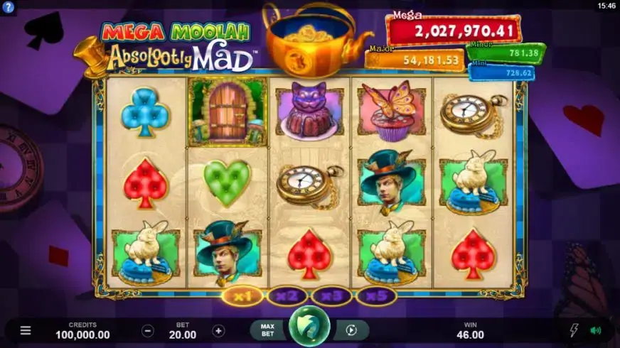 Absolootly Mad: Mega Moolah slot screenshot