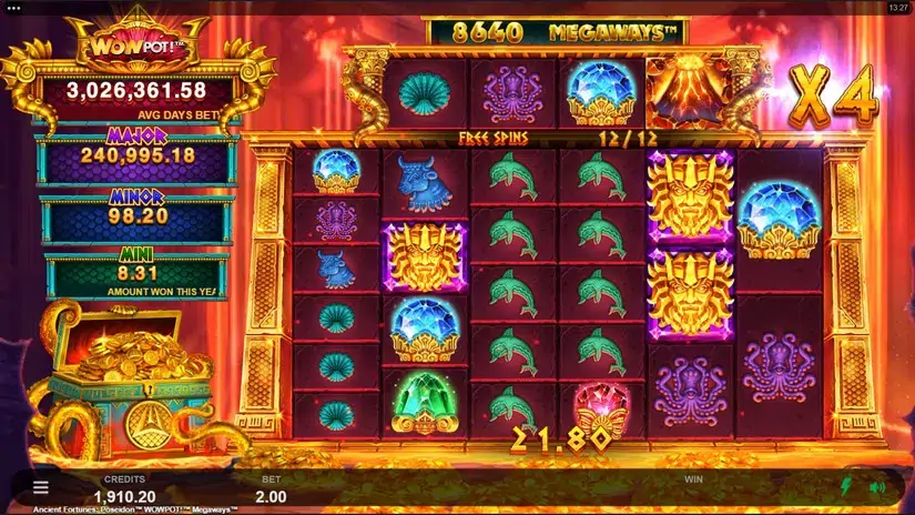 Ancient Fortunes Poseidon WowPot Megaways slot screenshot 5