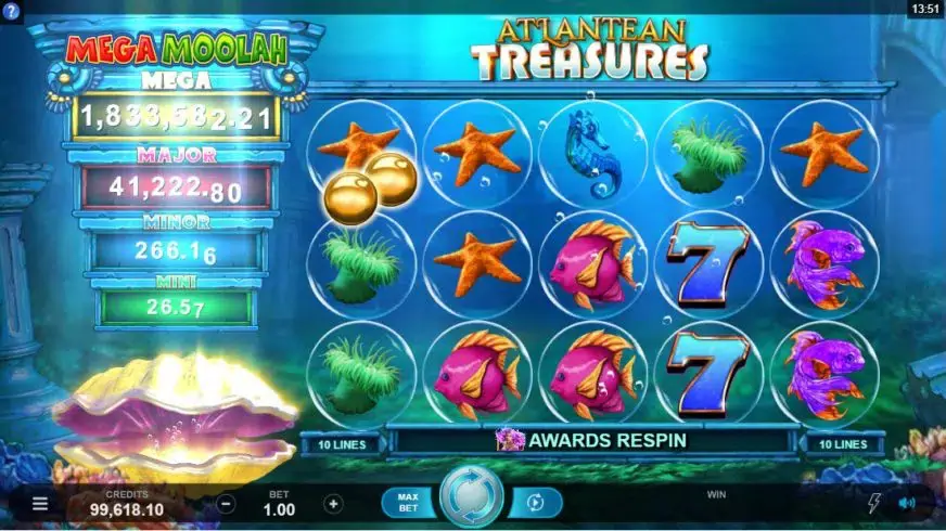 Atlantean Treasures Mega Moolah slot screenshot 4