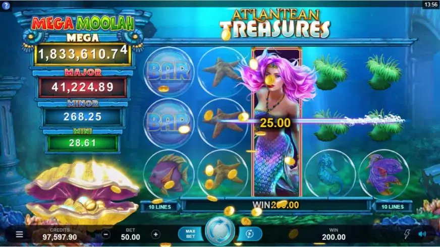 Atlantean Treasures Mega Moolah slot screenshot 2
