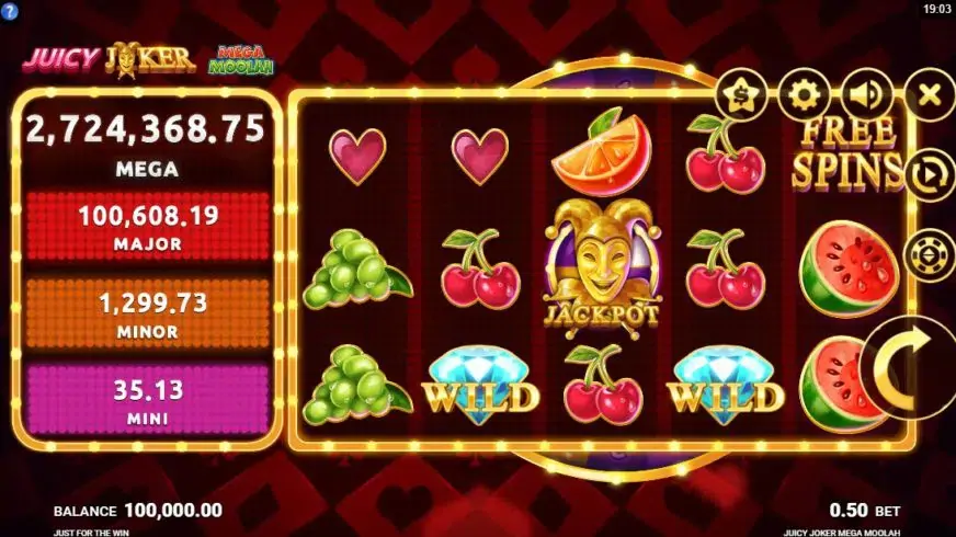 Juicy Joker Mega Moolah slot screenshot 1