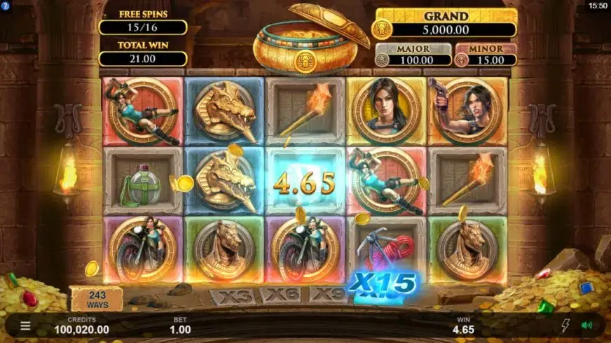 Lara Croft Temples and Tombs slot screenshot 2