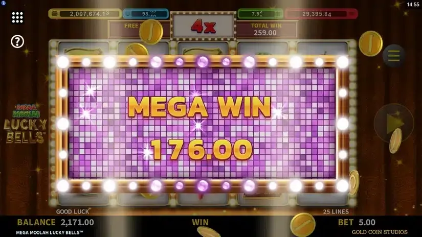 Mega Moolah Lucky Bells slot screenshot 5