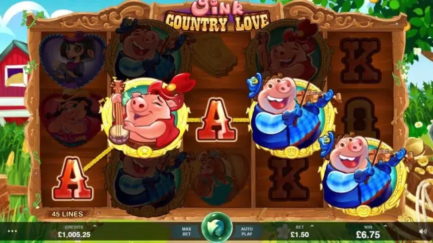 Oink Country Love slot screenshot 2