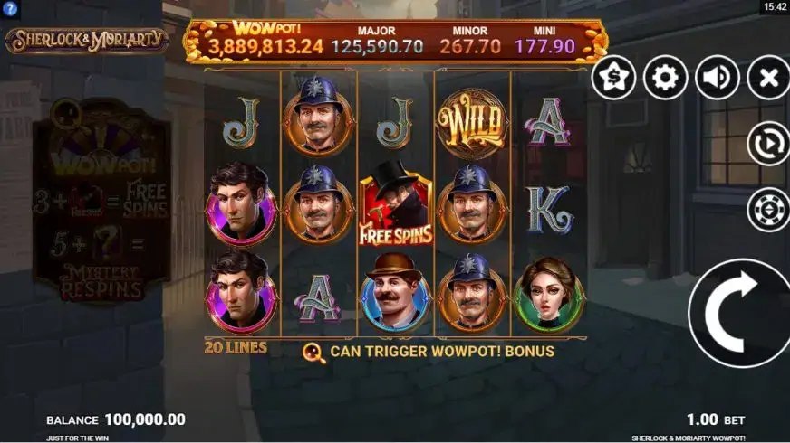 Sherlock and Moriarty WowPot slot screenshot 