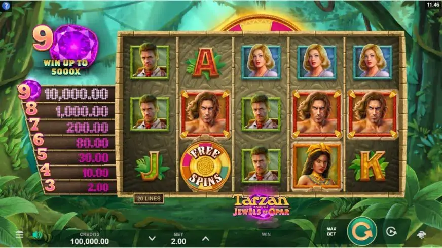 Tarzan and the Jewels of Opar slot screenshot 1
