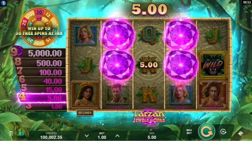 Tarzan and the Jewels of Opar slot screenshot 4