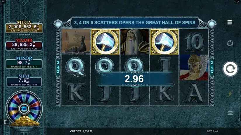 Thunderstruck II Mega Moolah slot screenshot 3