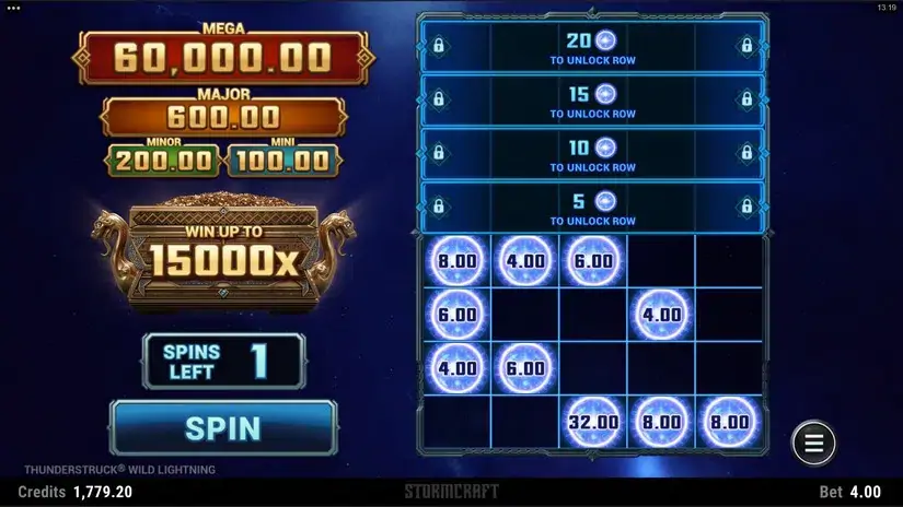 Thunderstruck Wild Lightning slot screenshot 2