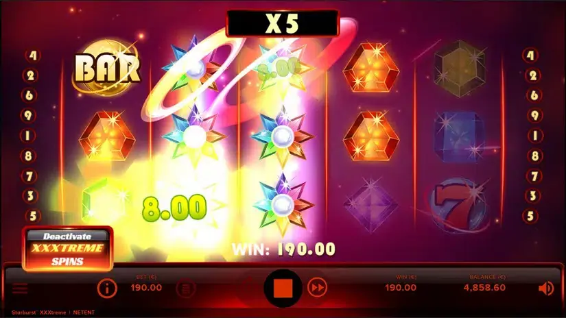 Starburst XXXtreme slot screenshot 3