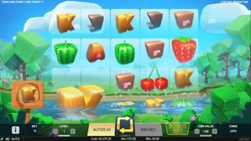 Strolling Staxx Cubic Fruits slot screenshot 2