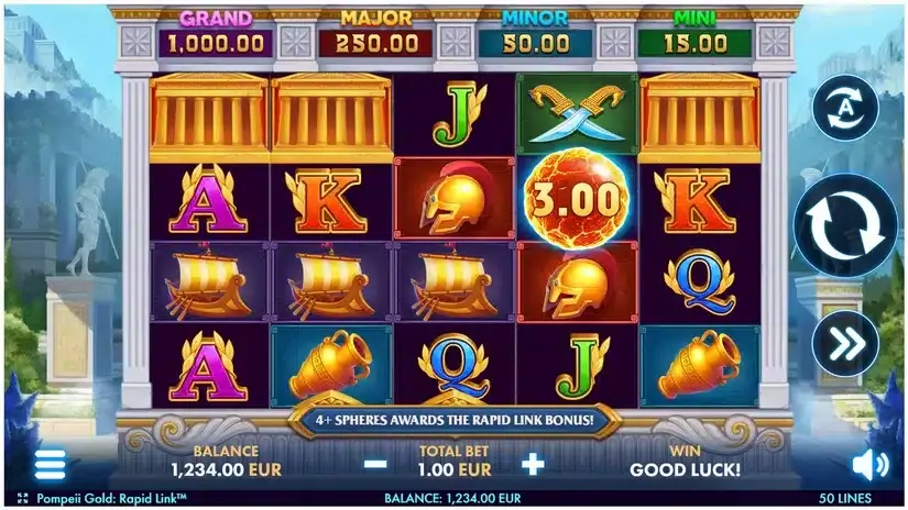 Pompeii Gold: Rapid Link slot screenshot 1