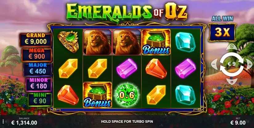 Emeralds of Oz slot screenshot 1
