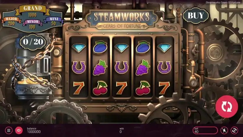 Steamworks Gears of Fortune slot screenshot 1