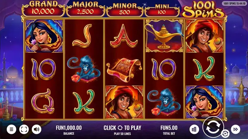 1001 Spins slot screenshot 1
