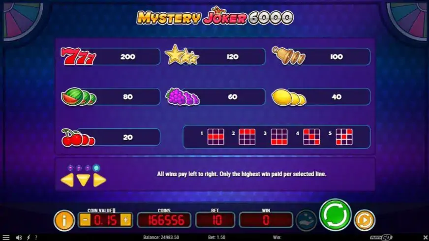Mystery Joker 6000 slot screenshot 2