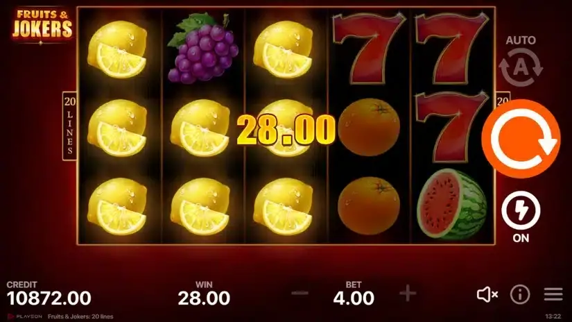Fruits & Jokers: 20 lines slot screenshot 3