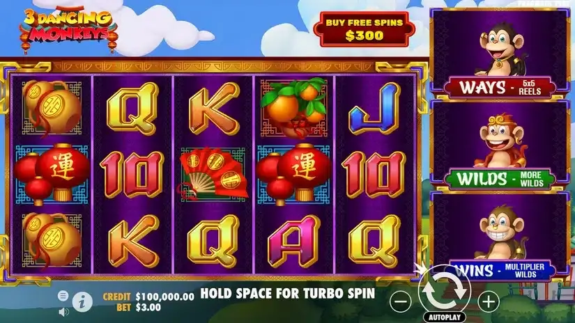 3 Dancing Monkeys slot screenshot 1