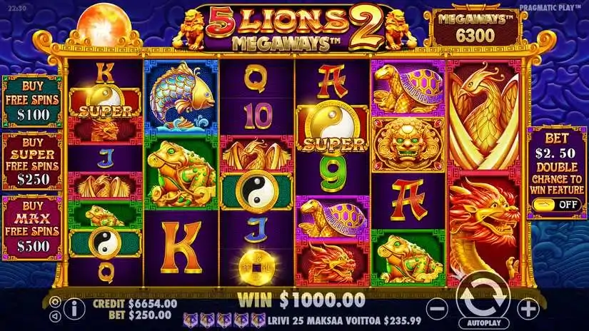 5 Lions Megaways 2 slot screenshot