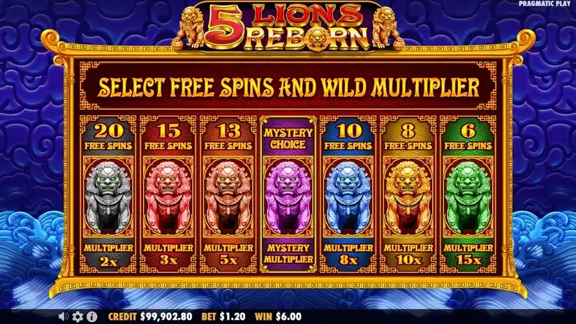 5 Lions Reborn slot screenshot 3