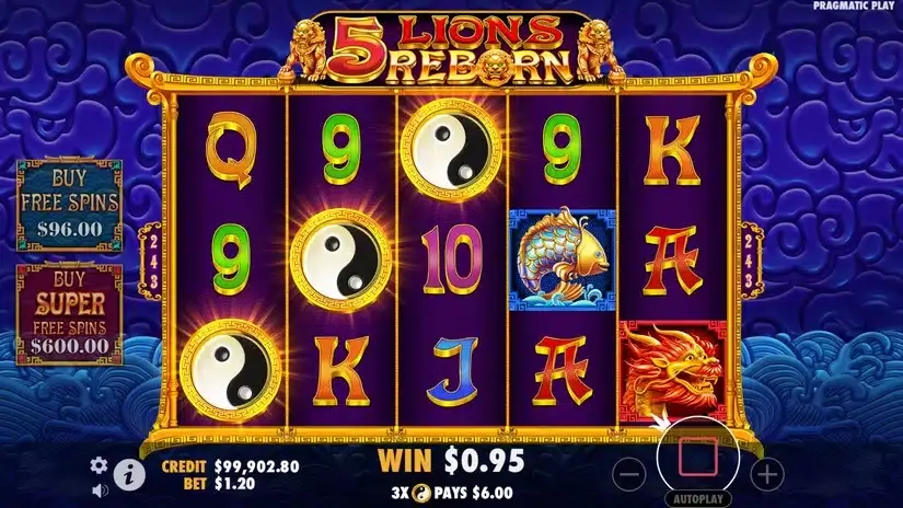 5 Lions Reborn slot screenshot 2