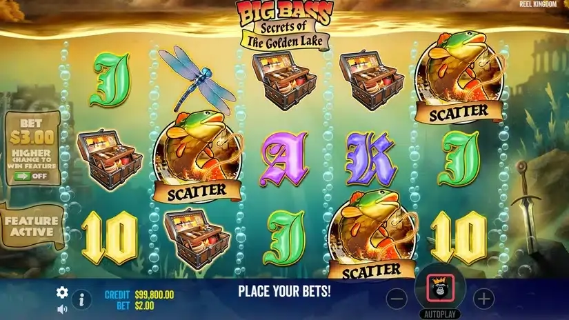 Big Bass Secrets of the Golden Lake slot screenshot 2