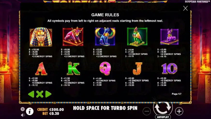 Egyptian Fortunes slot screenshot 2