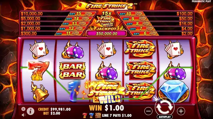 Fire Strike 2 slot screenshot 2