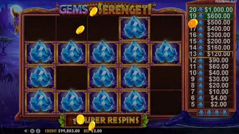 Gems of Serengeti slot screenshot 7