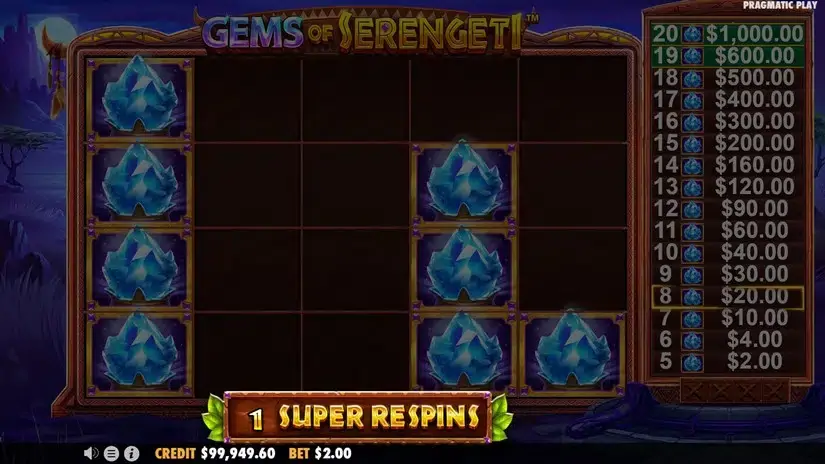 Gems of Serengeti slot screenshot 3