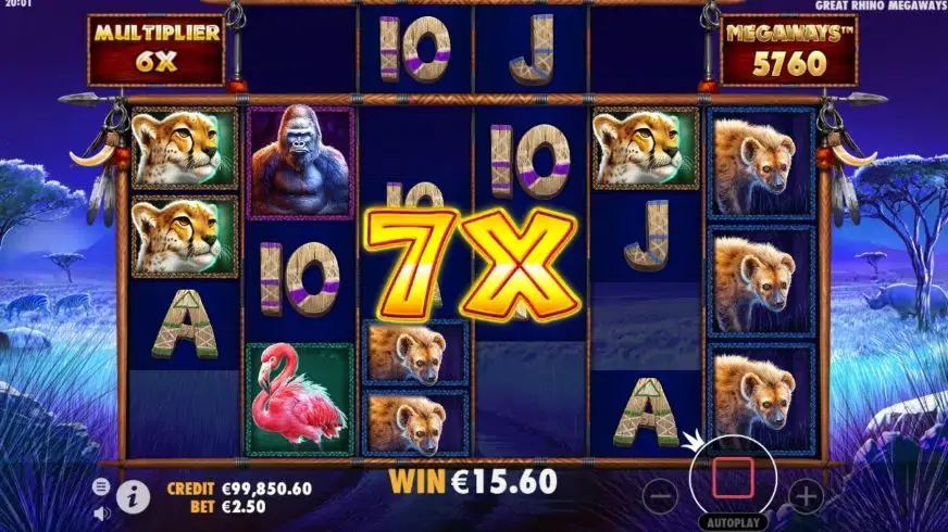 Great Rhino Megaways slot screenshot