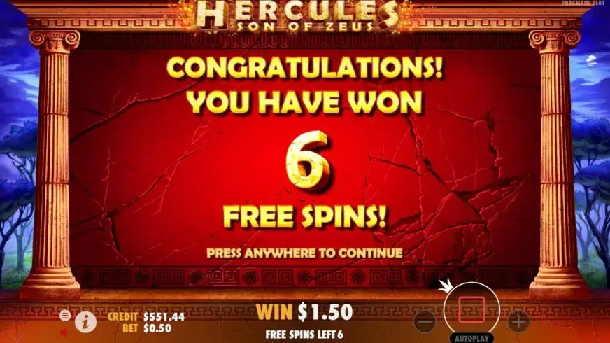 Hercules Son of Zeus slot screenshot 4