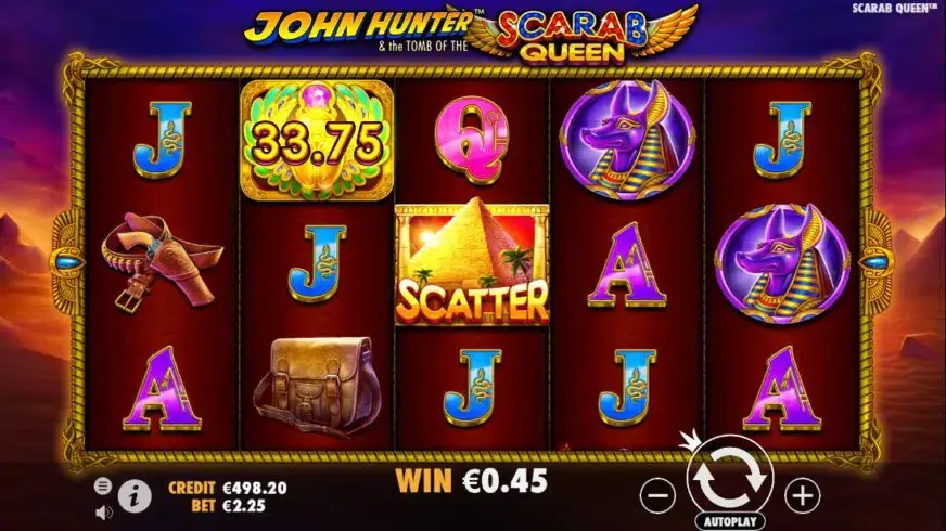 John Hunter and the Tomb of the Scarab Queen slot screenshot 