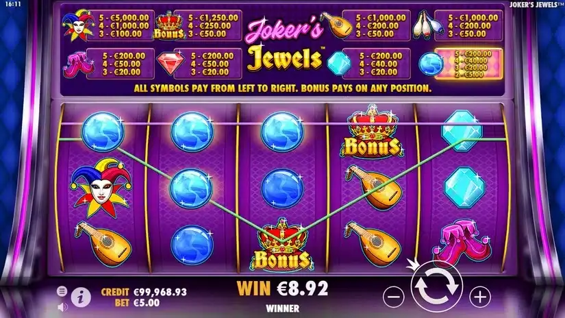 Joker’s Jewels slot screenshot 3