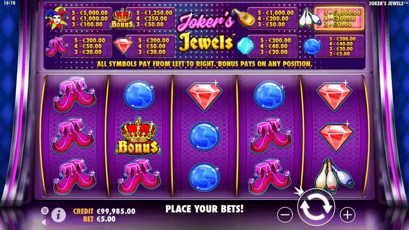 Joker’s Jewels slot screenshot 1