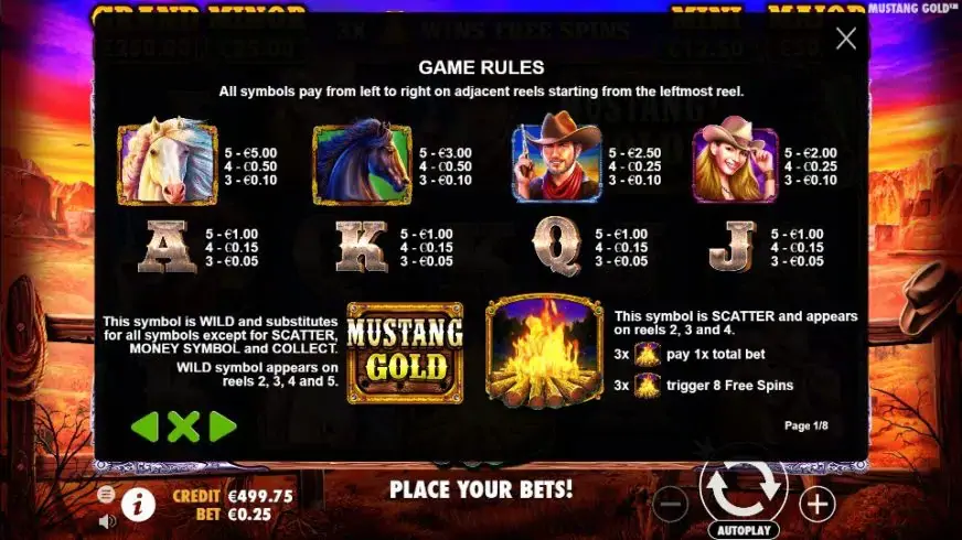 Mustang Gold slot screenshot 2