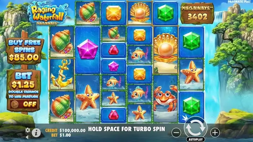 Raging Waterfall Megaways slot screenshot 