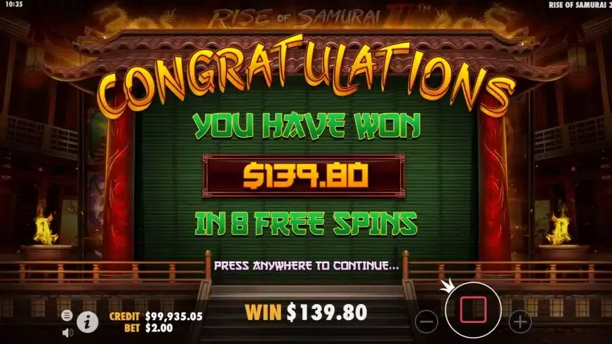 Rise of Samurai III slot screenshot 7