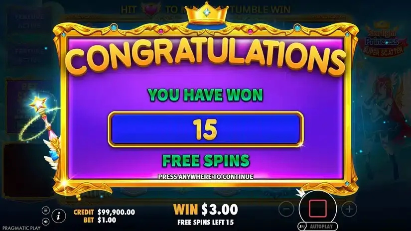 Starlight Princess Super Scatter slot screenshot 3